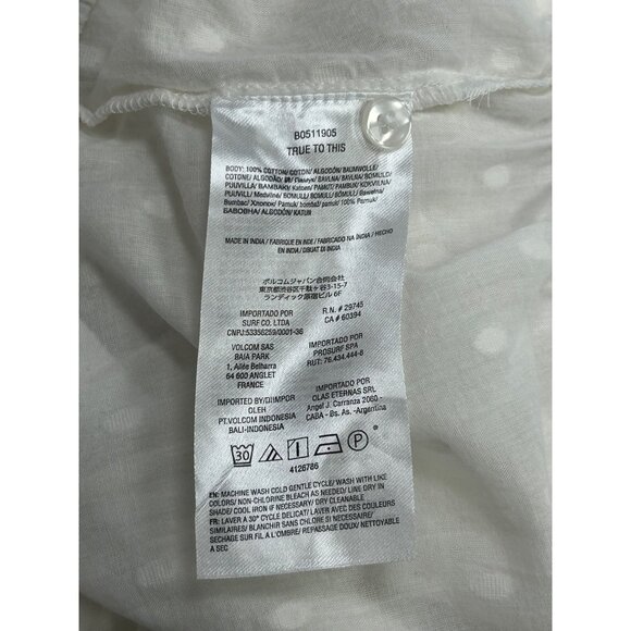 VOLCOM Winding Roads Cami Crop Tank Top Sz L White Polka Dot Off Shoulder Ruffle - Picture 16 of 16